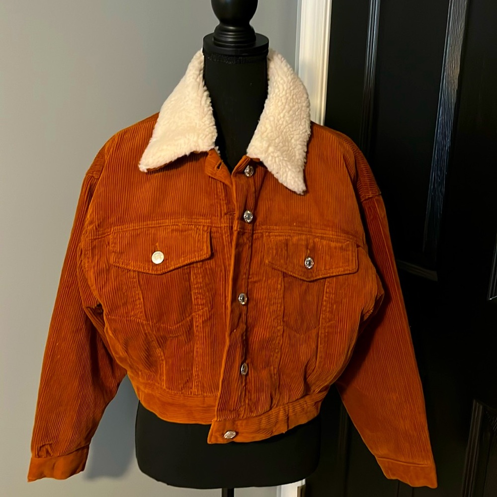 Cotton Faux Cropped Shearling Jacket
